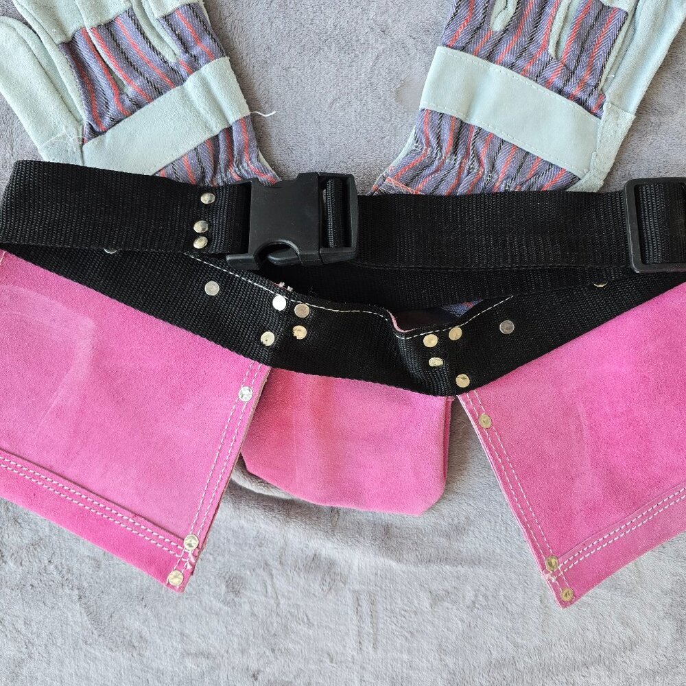 Utility tool pouch pink with gloves, NEW Gloves included - Picture 4 of 8